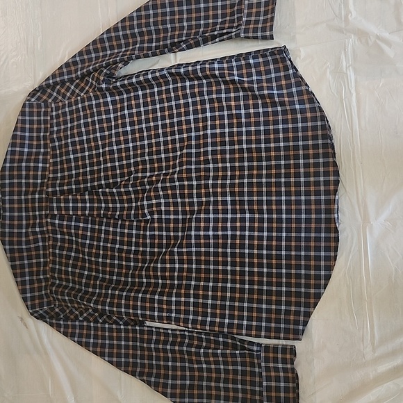 St. John's Bay Brown and Blue Plaid Button-Down Shirt - Picture 9 of 11
